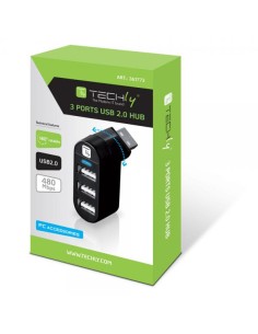 Mini Hub Rotante con 3 Porte USB 2.0 Nero 2