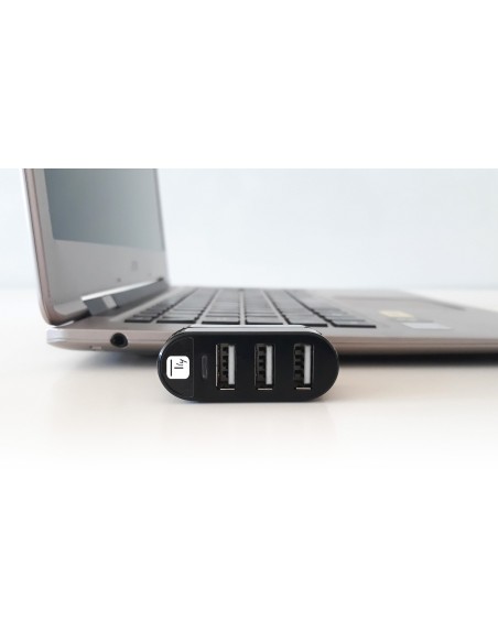 Mini Hub Rotante con 3 Porte USB 2.0 Nero