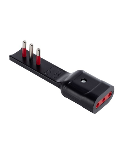 Adattatore Salvaspazio Extra Flat Spina Italiana 10A Angolata Presa Italiana 10A Nero