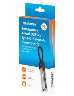 Hub Combo USB 3.2 USB-C™ e USB-A 4 Porte Nero Trasparente 2