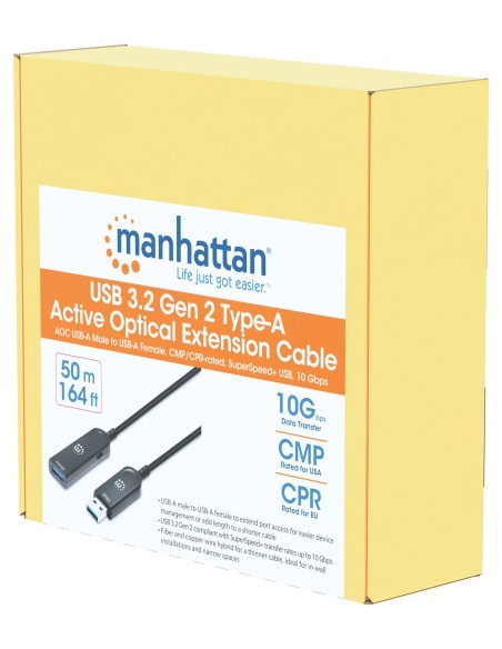 Cavo Ottico Attivo USB 3.2 Gen 2 SuperSpeed+ Active Optical Cable USB A M/F 50 metri