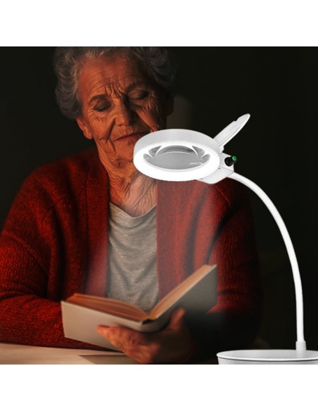 Lampada LED da Tavolo con Lente d'ingrandimento a 8 e 36 Diottrie Dimmerabile