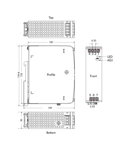 Alimentatore su Guida DIN 48V 2,5A 120W 2