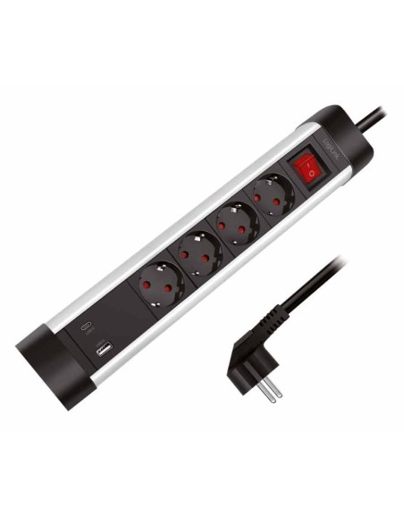 Presa Multipla a 4 vie con Presa USB-C™ PD e USB-A QC per la Ricarica Veloce