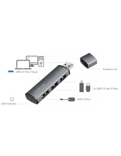 Hub USB 3.2 Gen2 3 Porte tipo A compatto 2