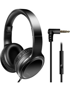 Cuffia Stereo Pieghevole con Microfono Jack 3,5 mm Nero