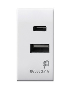 Domus S44 Caricatore USB-A e USB-C™ 3A 230V Bianco Lucido, 441082USBAC
