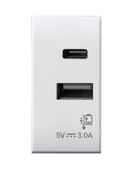 Domus S44 Caricatore USB-A e USB-C™ 3A 230V Bianco Lucido, 441082USBAC