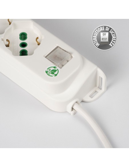Presa Multipla a 3 Posti Italiana Bipasso con Interruttore Bianco