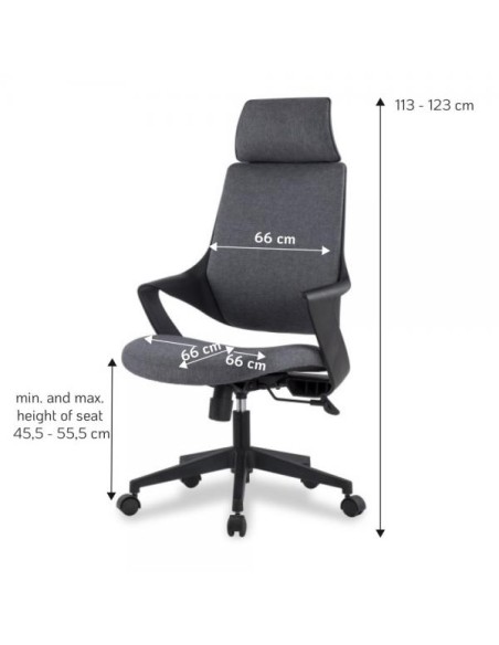 Sedia per Ufficio con Schienale Alto Design Moderno Grigio