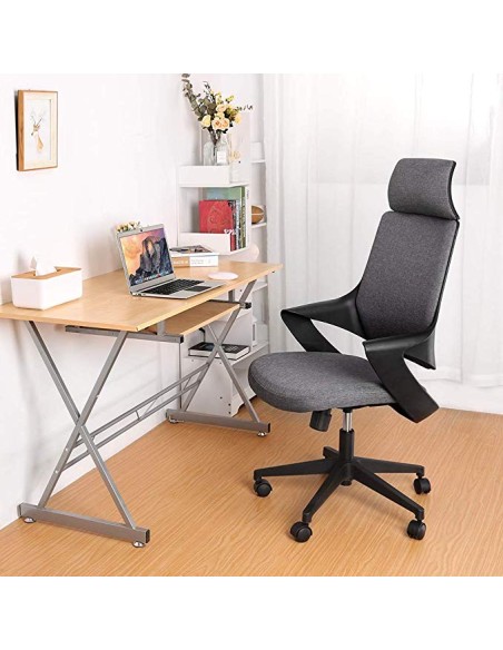 Sedia per Ufficio con Schienale Alto Design Moderno Grigio