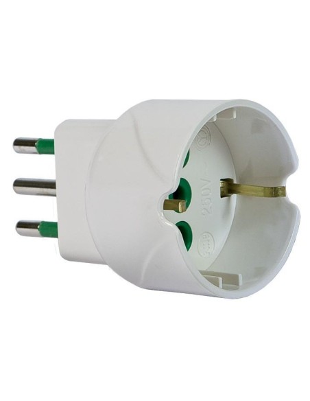Adattatore Schuko Spina 2P+T 10A Presa Schuko 2P+T 16A