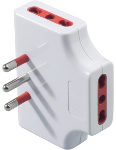 Adattatore Triplo Extrapiatto 3 Prese 10/16A 2P+T Bianco 2