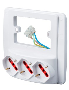 Multipresa da Parete 3 Posti Schuko Bianco