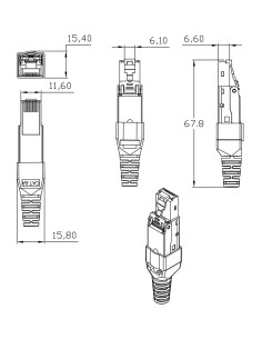 Connettore Plug RJ45 8P8C Cat.6A Schermato STP 2