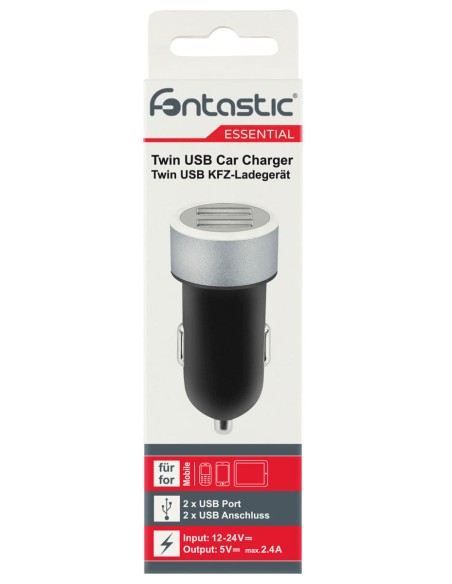 Caricatore da Auto 2 USB con uscita 2,4A Nero