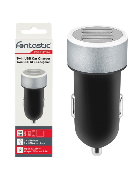 Caricatore da Auto 2 USB con uscita 2,4A Nero