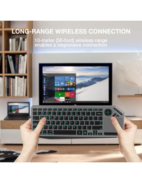 Tastiera Wireless Dual Mode Bluetooth & 2.4G per Smart TV Retroilluminata con Touchpad