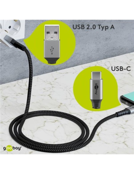 Cavo USB-C™ a USB A Connettori in Metallo e Rivestimento Tessuto 0,5m