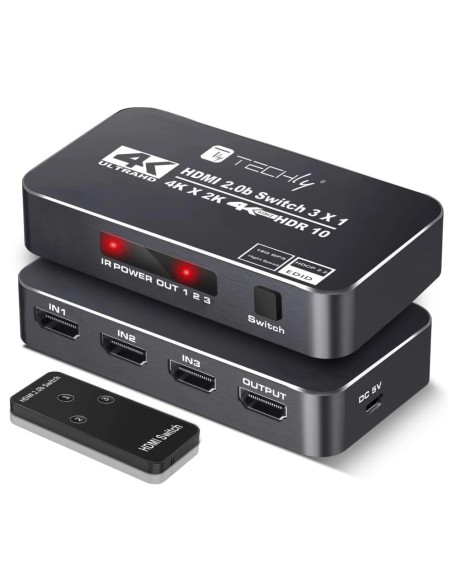 Switch HDMI 2.0b 3in 1out 4K HDR HDCP2.2 con Telecomando