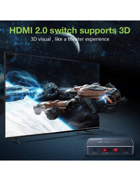 Switch HDMI 2.0b 3in 1out 4K HDR HDCP2.2 con Telecomando