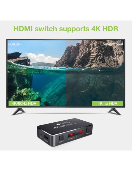 Switch HDMI 2.0b 3in 1out 4K HDR HDCP2.2 con Telecomando