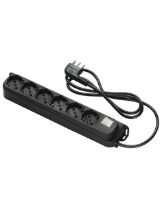 Multipresa 6 Posti Schuko con Interruttore e Cavo 1,5m Nero 2