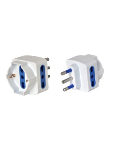 Adattatore di rete triplo e presa Schuko bianco MKC con 2 prese 16A 492518068 2