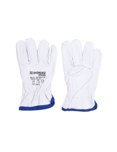 Guanti da lavoro in pelle di capra con polsino elastico bianco 2