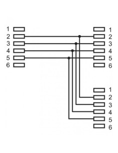 Accoppiatore telefonico duplex 6P4C M a 2x 6P4C F 2