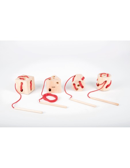 Blocchi in legno di faggio Commotion TickiT - conf. 4 pz - con fori e lacci 73426