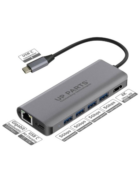 Docking station universale multiporta USB-C™ Up parts grigio 7 in 1 UP-DS-9857T