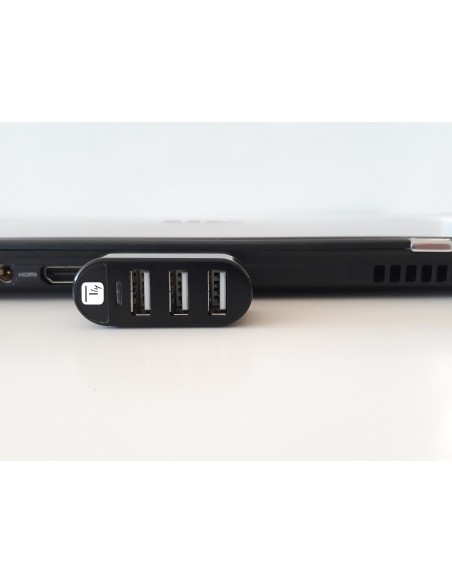 Mini Hub Rotante con 3 Porte USB 2.0 Nero