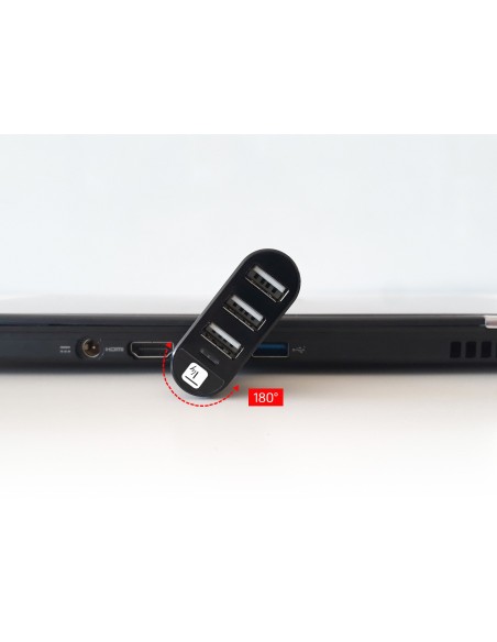 Mini Hub Rotante con 3 Porte USB 2.0 Nero
