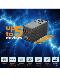 UNIVERSAL TRAVEL ADAP.GAN III 100W 2