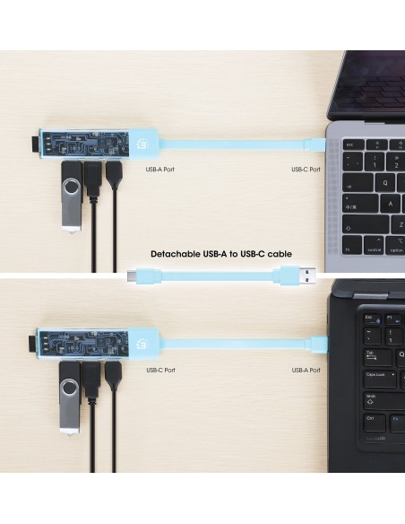 Hub Combo USB 3.2 USB-C™ e USB-A 4 Porte Verde Trasparente