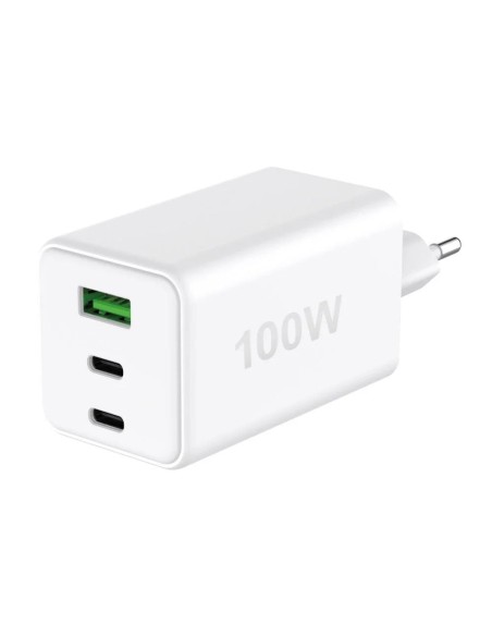 Caricatore Alimentatore GaN 100W 2x USB-C™ 1x USB-A Power Delivery Fast Charger Bianco