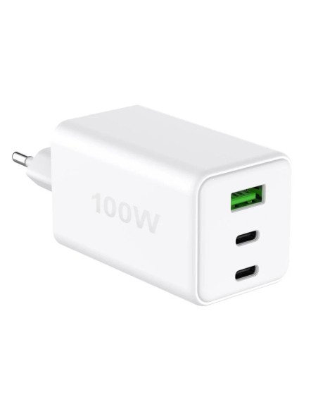 Caricatore Alimentatore GaN 100W 2x USB-C™ 1x USB-A Power Delivery Fast Charger Bianco