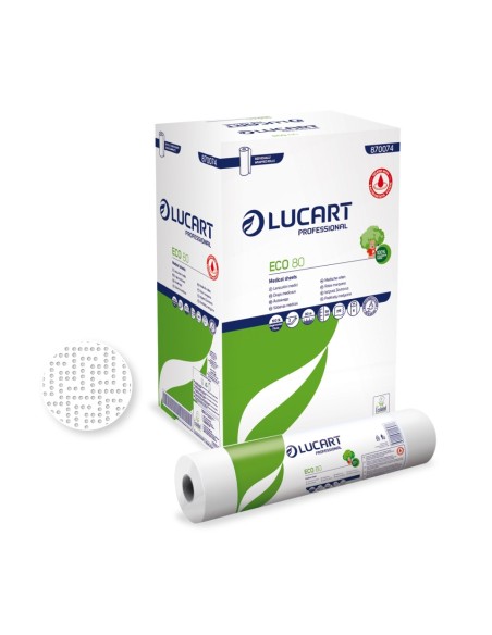 Lenzuolini medici Lucart Professional Eco 80 - bianco 2 veli 80 m - conf. 6 pz - 870074U