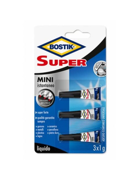 Colla attaccatutto cianoacrilica Bostik Super Mini liquido tubetto monodose  3x1 gr  D2743