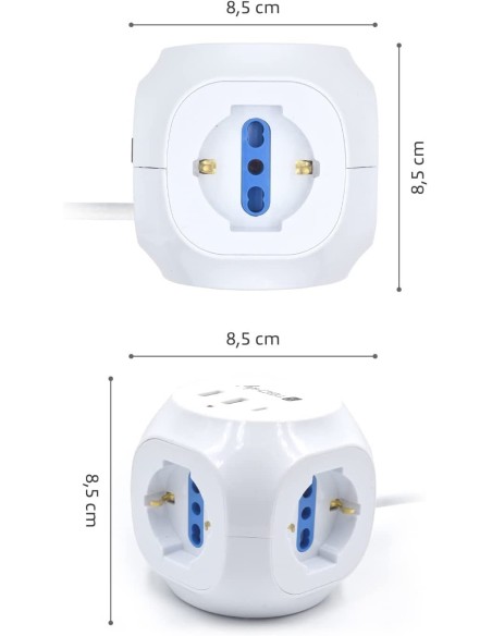Multipresa a Cubo 3 Posti con 2 Porte USB-A e 1 USB-C™ QC3.0