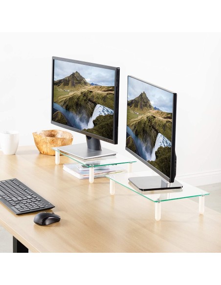 Ripiano Universale in Vetro Trasparente per Monitor Laptop Notebook