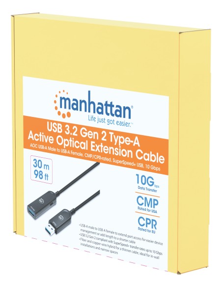 Cavo Ottico Attivo USB 3.2 Gen 2 SuperSpeed+ Active Optical Cable USB A M/F 30m