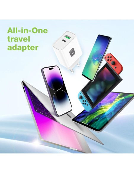 Caricatore Alimentatore GaN USB-C™ 30W e USB-A QC3.0 da Muro
