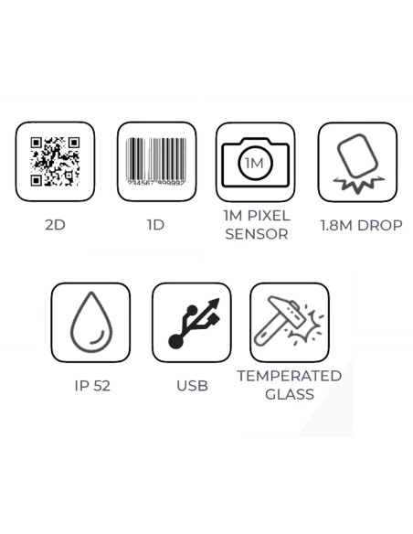 Lettore Barcode Professionale 1D e 2D 1M Pixel CMOS Elite con supporto