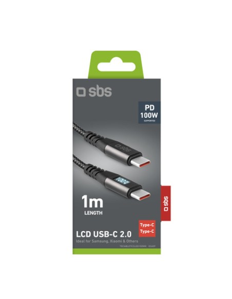 Cavo SBS Type C- Type C con indicatore LCD - lunghezza 1 m - nero TECABLETCCLED100WK