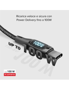 Cavo SBS Type C- Type C con indicatore LCD - lunghezza 1 m - nero TECABLETCCLED100WK 2