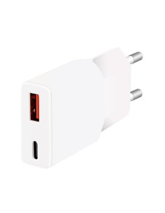 Caricatore Alimentatore GaN USB-C™ (PD) + USB-A (QC) da Muro 20W Bianco