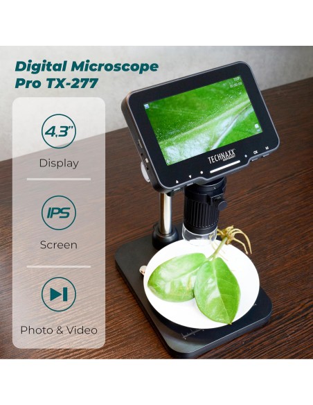 Microscopio Digitale con Display 4,3 Pollici 720p a 8 LED, TX-277