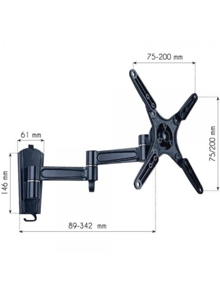 Supporto a Muro per TV LED LCD 13 - 37'' Inclinabile 3 Snodi Nero